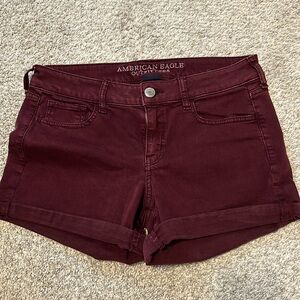Stretch maroon American Eagle shorts